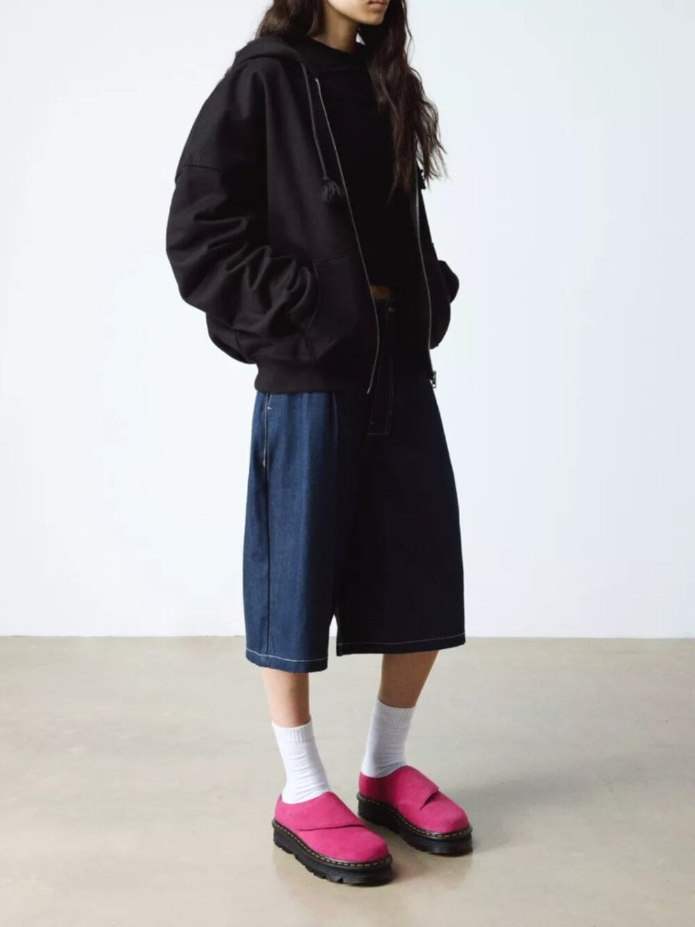 Dr. Martens Zebzag Anywair Fuchsia Pink Suede Platform Mules NWOB